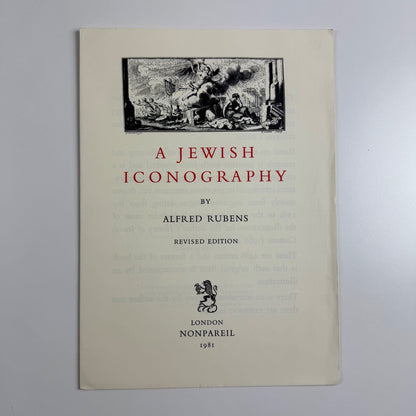 Prospectus for A Jewish Iconography by Alfred Rubens Nonpareil Publishing, 1981