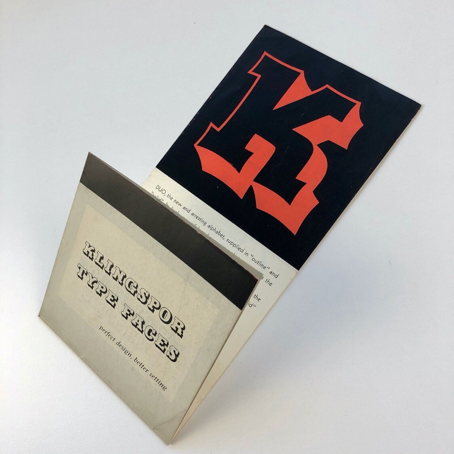 Klingspor Type Faces | Duo type specimen leaflet | Soldans Ltd, 1954 | Alfred Finsterer