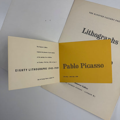 Lithographs by Pablo Picasso 1945-1949 The Hanover Gallery, London, 1949 + private view invitation