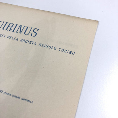 Type specimen sheet | Quirinus | Design by Alessandro Butti | Societá Nebiolo, undated
