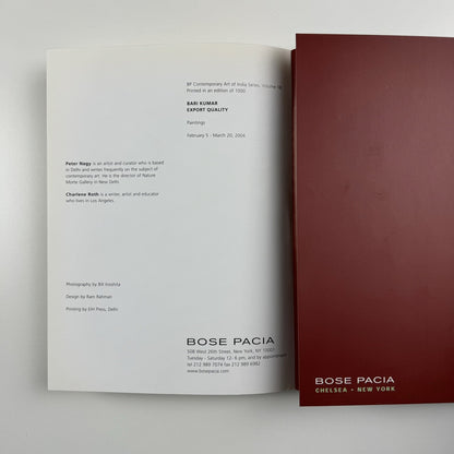 Export Quality 2004. Paintings by Bari Kumar | Bose Pacia Gallery, New York 2004 catalogue