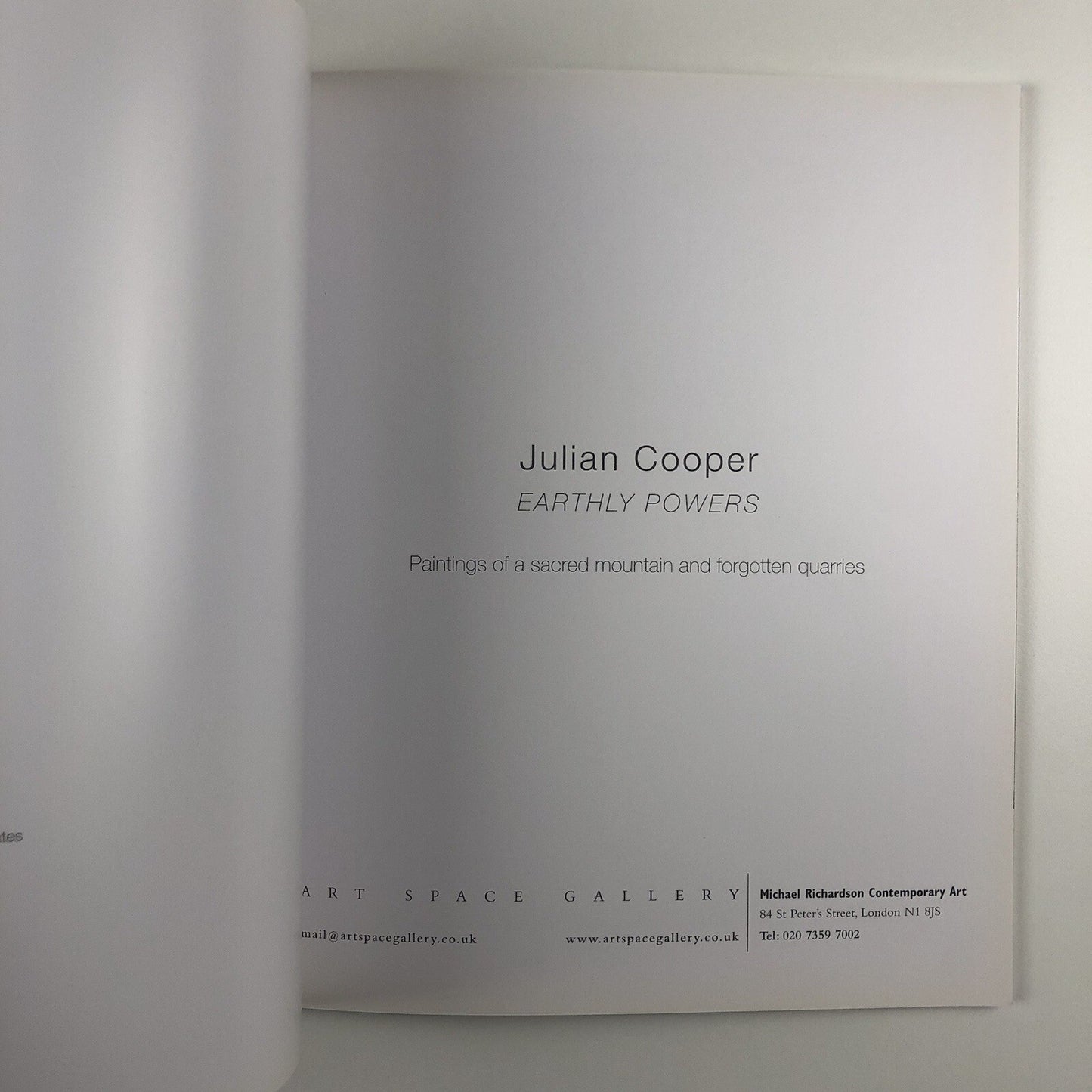 Julian Cooper – Earthly Powers Paintings | Art Space Gallery catalogue, 2007