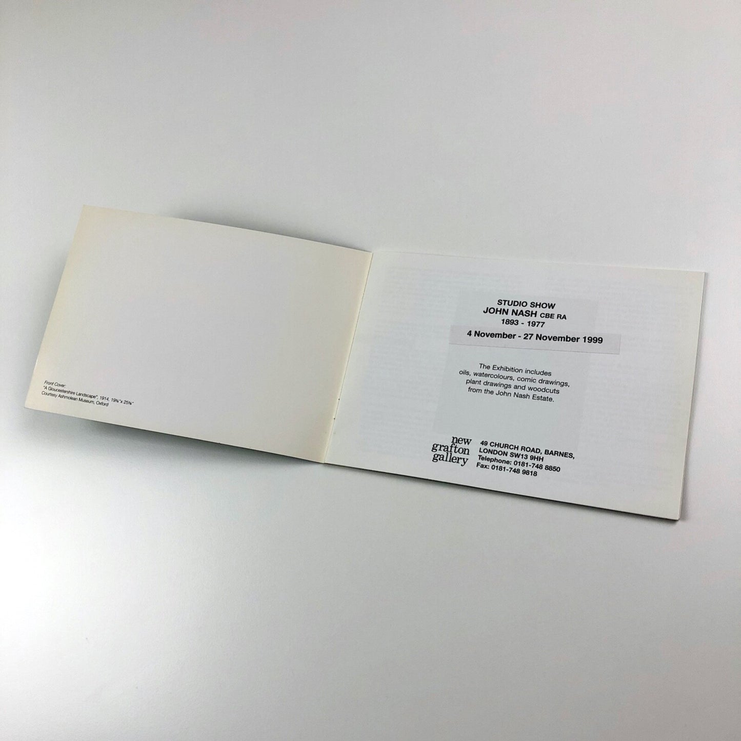 John Nash Studio Show | New Grafton Gallery catalogue, November 1999
