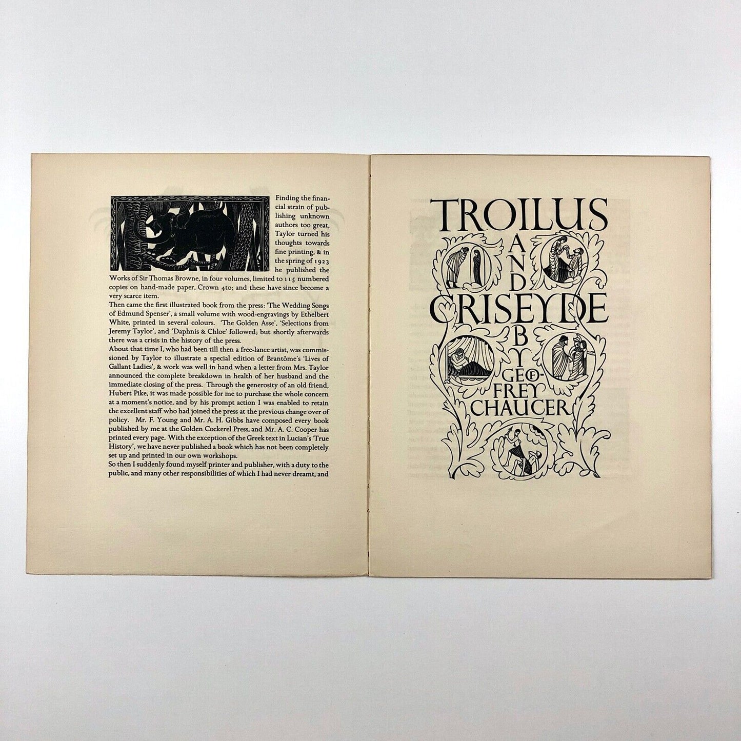 The Golden Cockerel Press – leaflet article printed for The Colophon, July 1931 | Engravings by Robert Gibbings