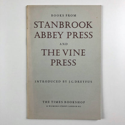 Books from Stanbrook Abbey Press and The Vine Press | The Times Bookshop, 1965