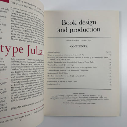Book Design and Production – Vol 1 No 2 1958 | Printing News Ltd | Edited by James Moran
