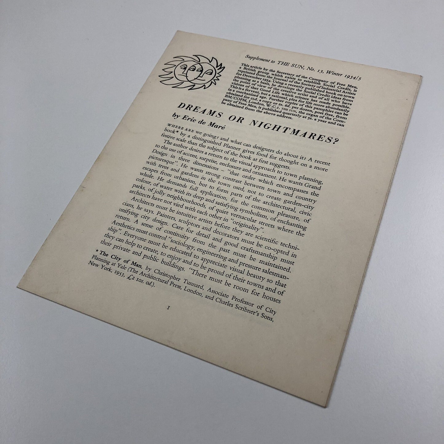 Supplement to The Sun, No. 13 Winter 1954/5 | Dreams or Nightmares? Eric de Maré