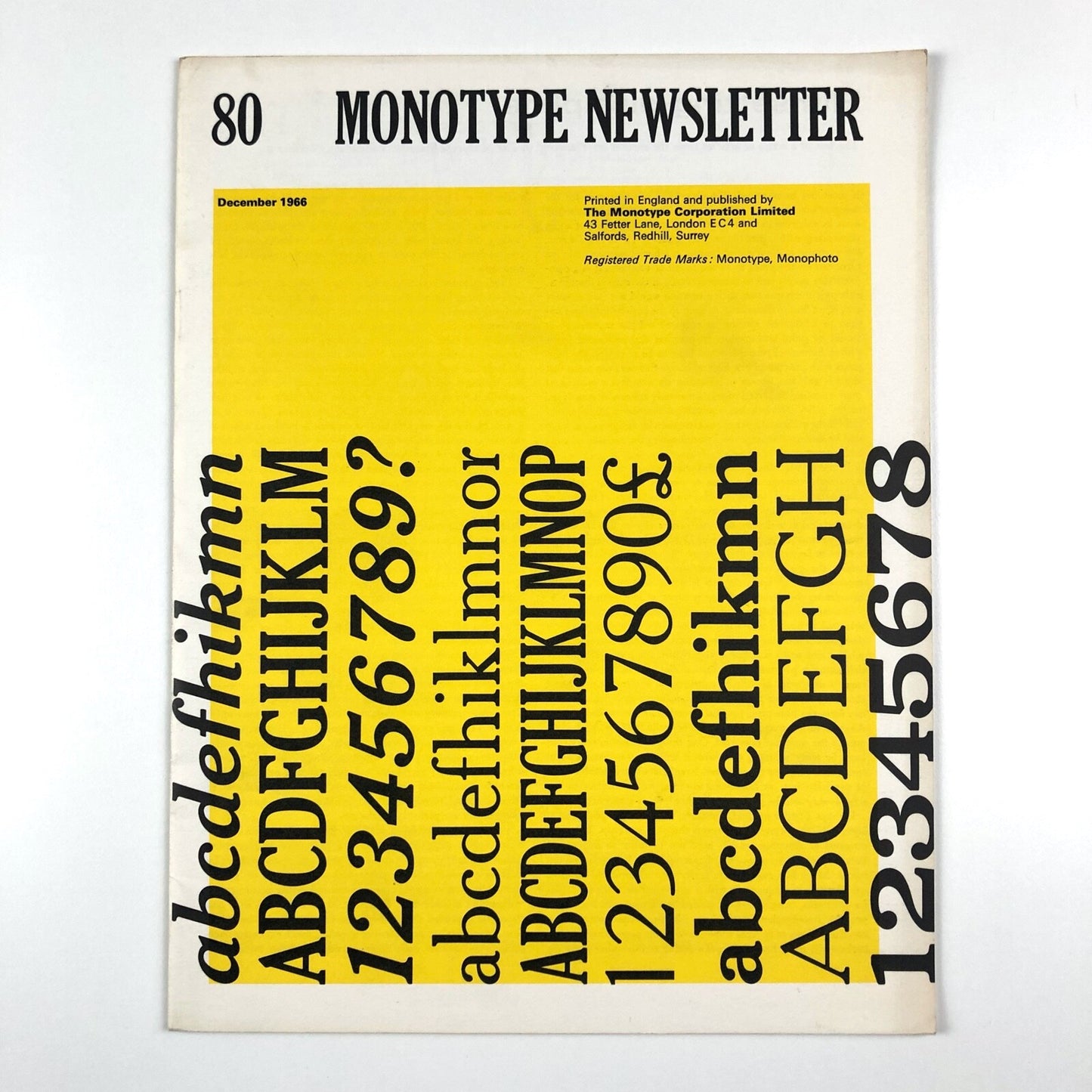 Monotype Newsletter 80 December 1966 | Includes filmsetting, Univers