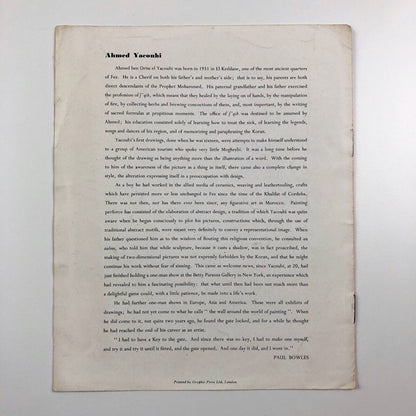 Ahmed Yacoubi. The Hanover Gallery London, 1957 | Exhibition booklet