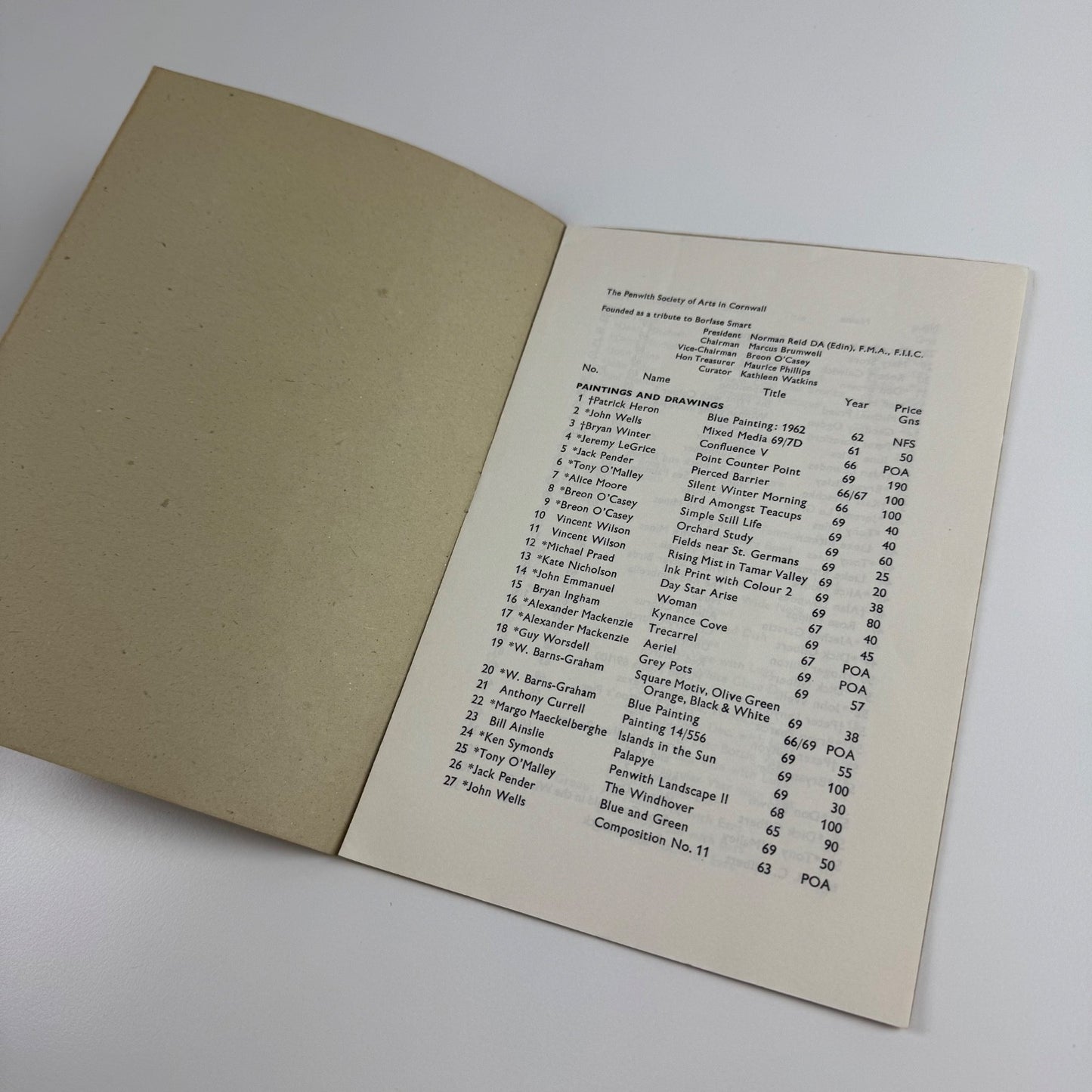 Catalogue Penwith Society Gallery autumn exhibition 1969