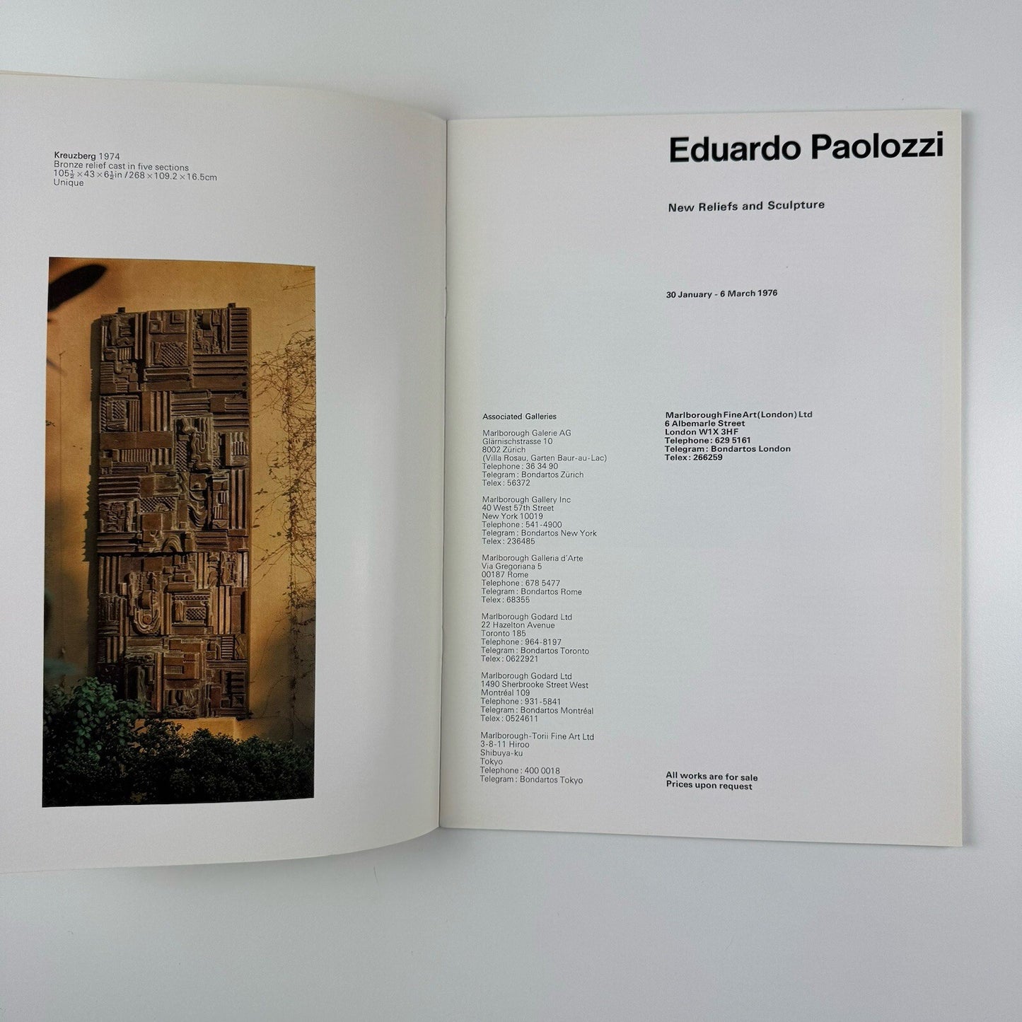Eduardo Paolozzi - New Reliefs and Sculpture | Marlborough Fine Art catalogue, 1976