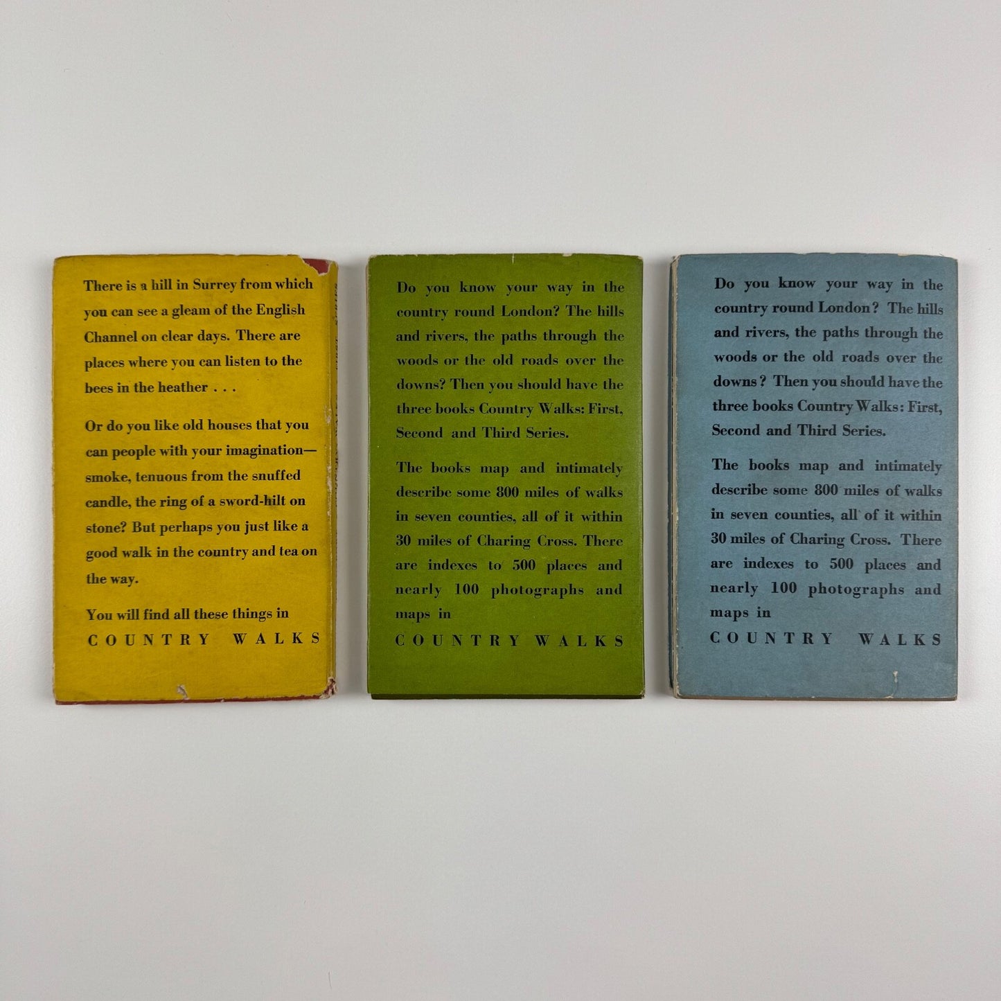 Country Walks London Transport (3 vols) by Charles White. Eric Ravilious woodcuts Vol 1 (1936); Vol 2 (second and revised edition 1938, first published 1936); Vol 3 (second and revised edition 1939, first published 1937)