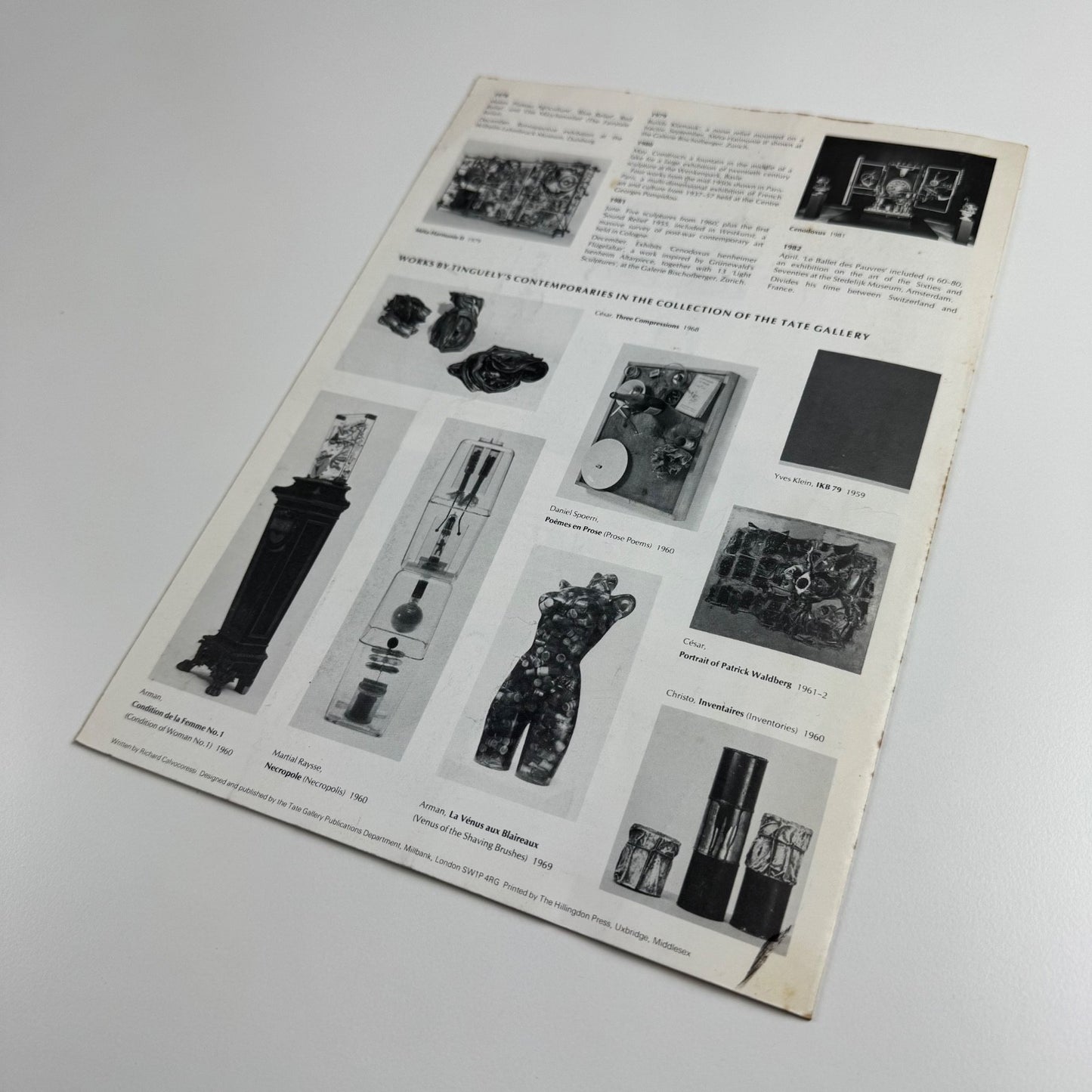 Gallery guide Tinguely |Tate Gallery 1982