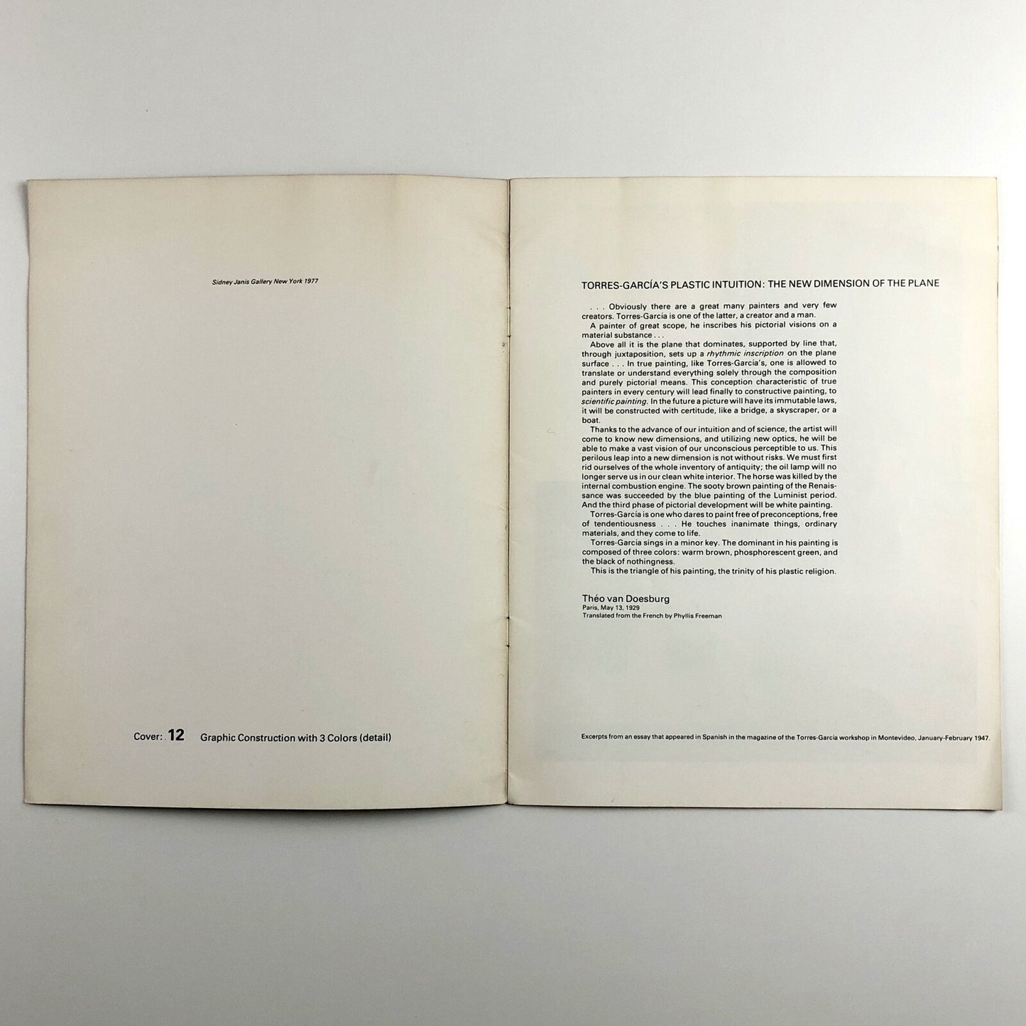 J. Torres-Garcia | Sidney Janis, Gimpel Fils, Gimpel & Hanover catalogue booklet, 1977-78