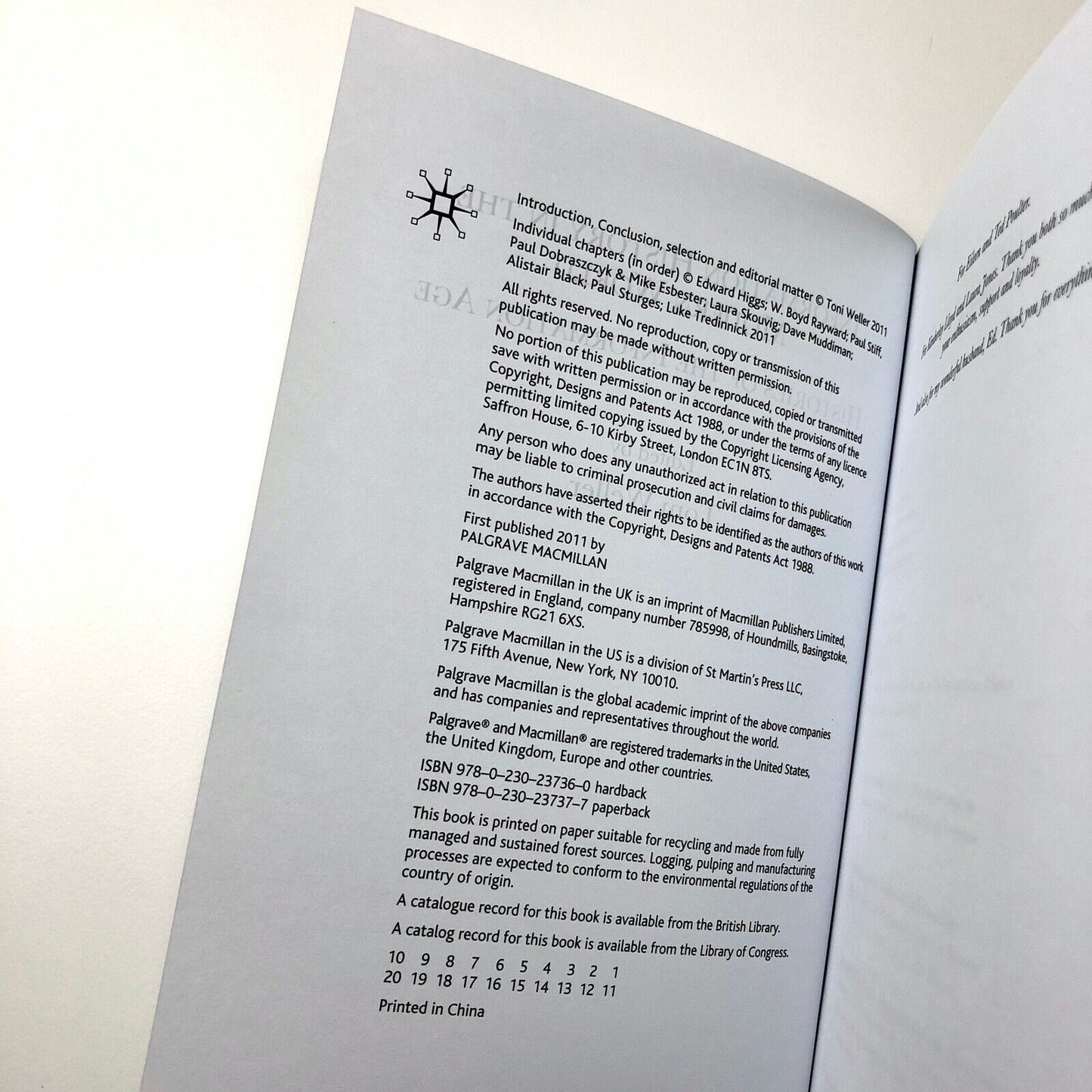Information History in the Modern World | Edited by Toni Weller | Palgrave Macmillan, 2011