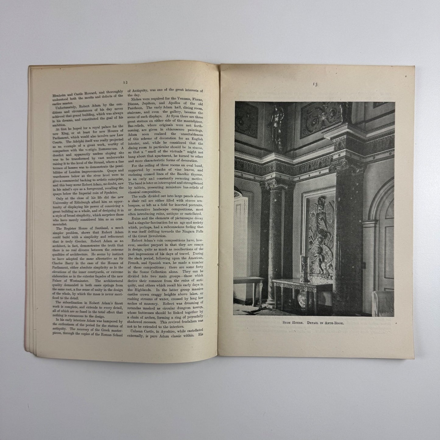Architecture & Decoration of Robert Adam Sir John Soane by Arthur T. Bolton | Cantor Lectures delivered before the Royal Society of Arts on 3, 10 and 17 May 1920