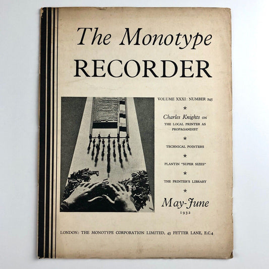 The Monotype Recorder | Volume XXXI, Number 245, May–June 1932