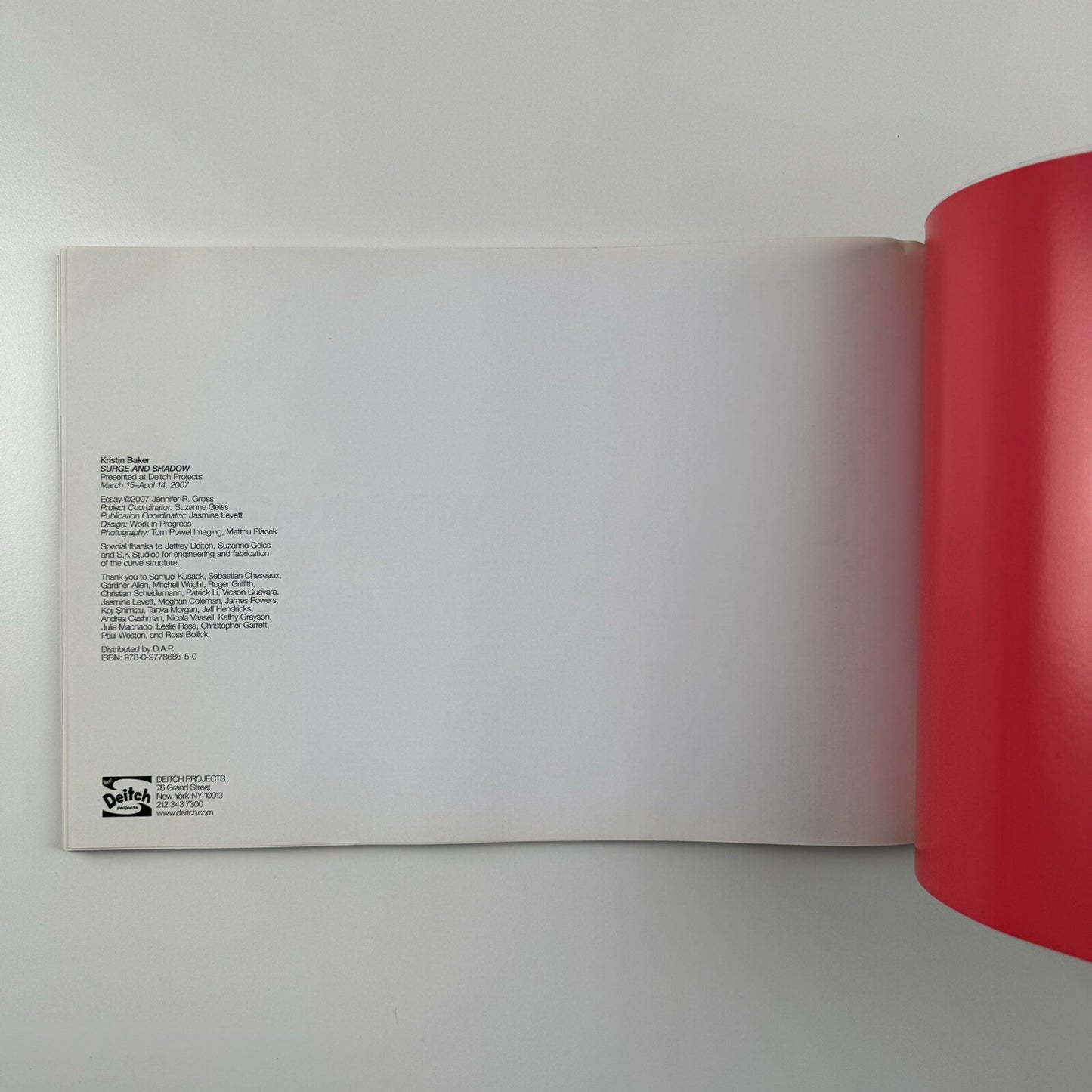 Kristin Baker. Surge and Shadow | Deitch Projects New York 2007 catalogue