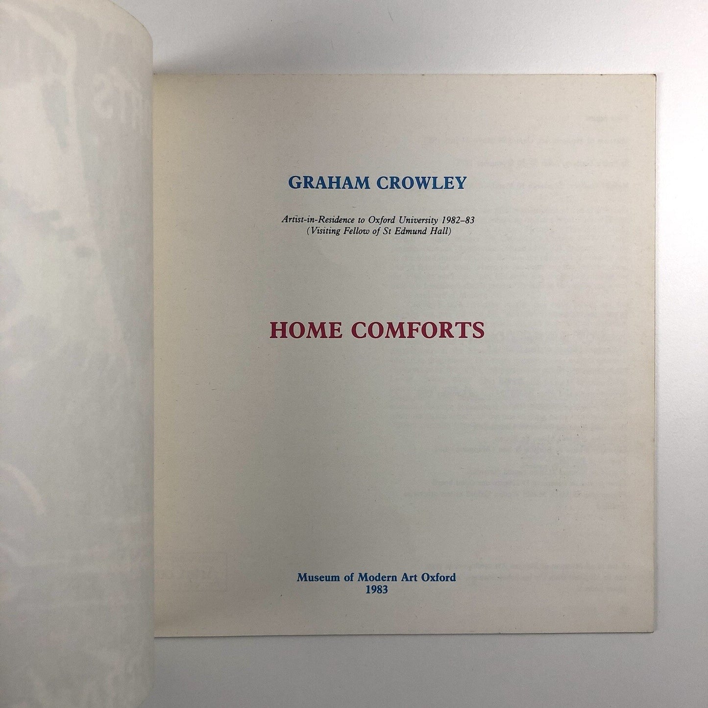 Graham Crowley – Home Comforts | Museum of Modern Arts Oxford, 1983