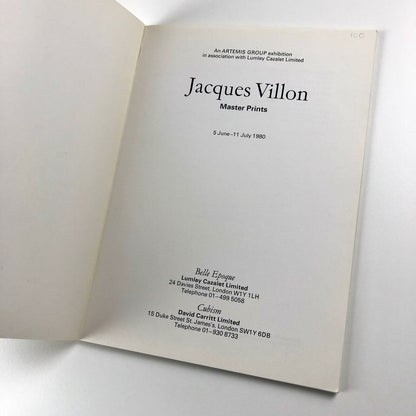 Jacques Villon Master Prints. Lumley Cazalet Ltd and David Carritt Ltd 1980