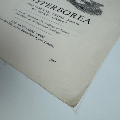 Promotional sheet for Hyperborea Two fantastic travel essays by Norman Lindsay | The Franfrolico Press c.1928