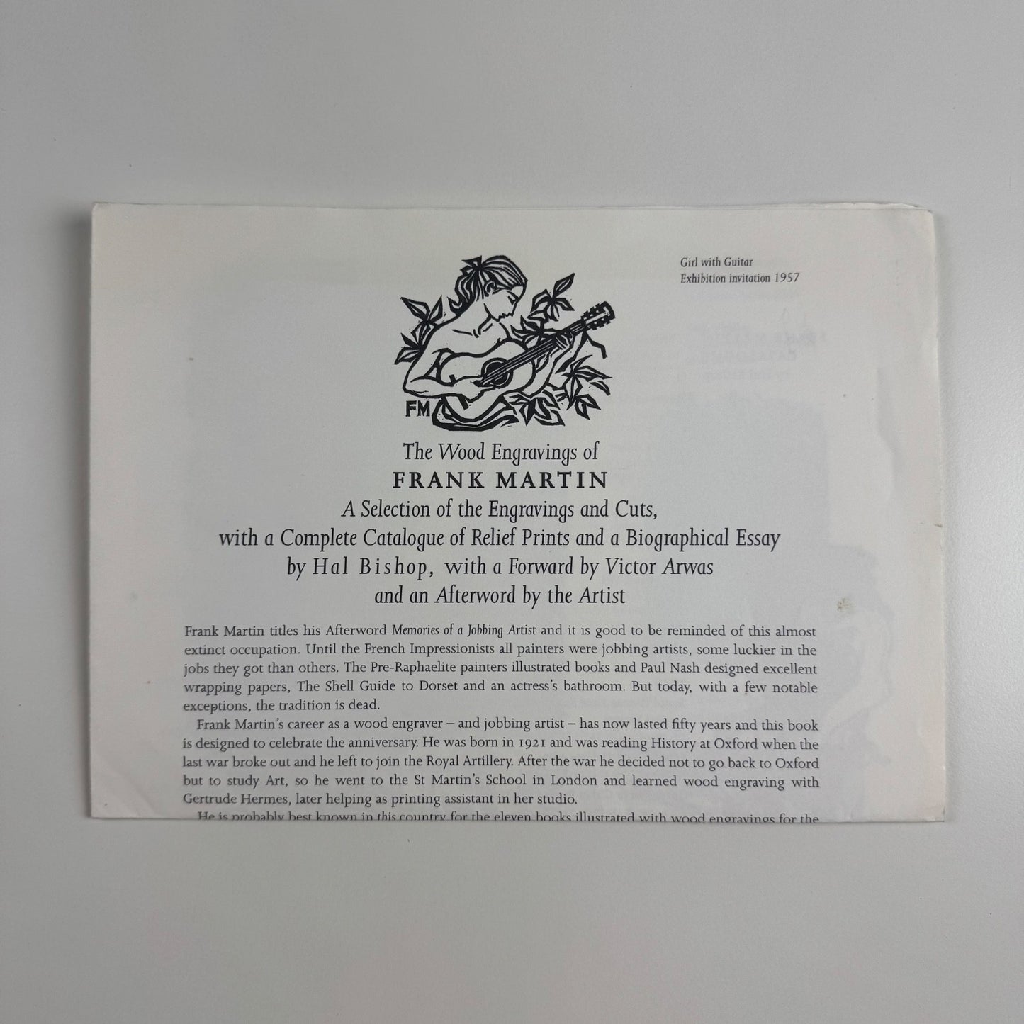 Prospectus for The Wood Engravings of Frank Martin by Hal Bishop | Previous Parrot Press, 1998