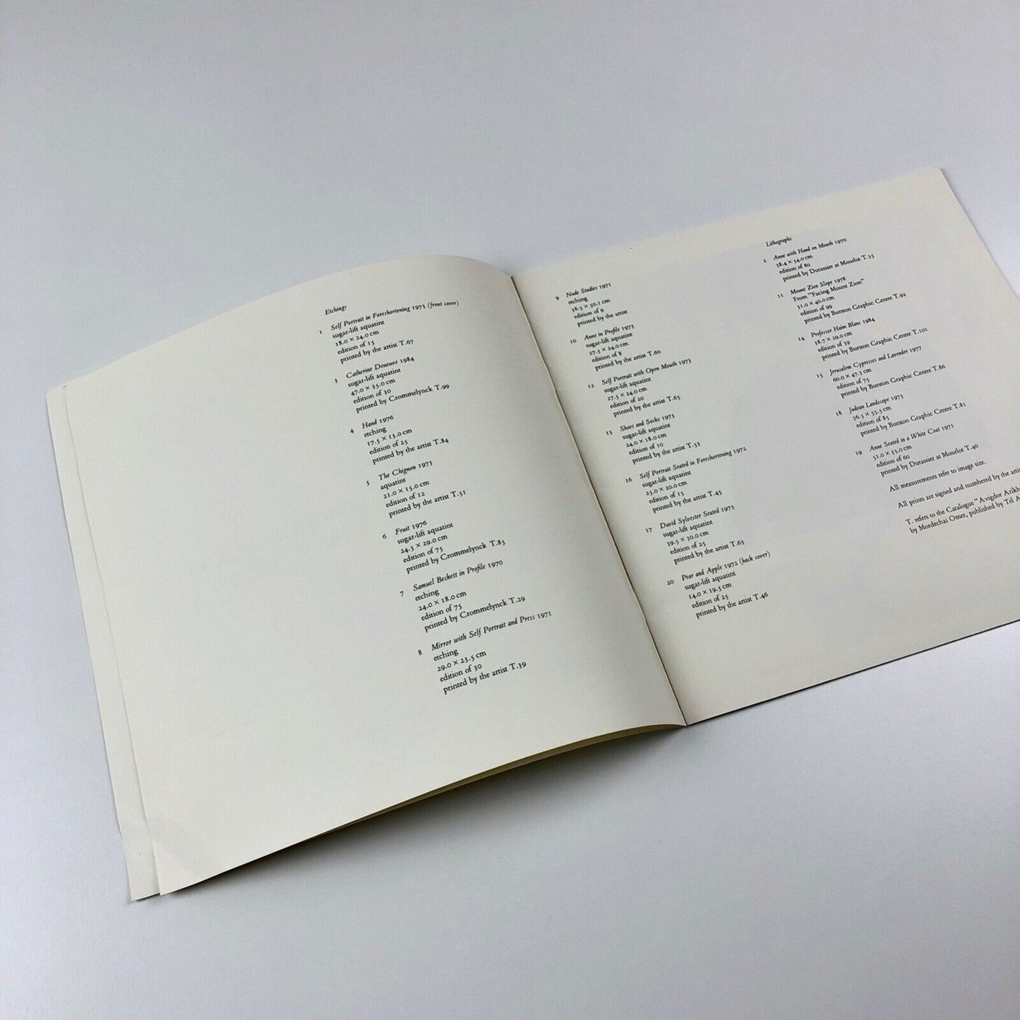 Avigdor Arikha Etchings & Lithographs | Marlborough Graphics exhibition 1994