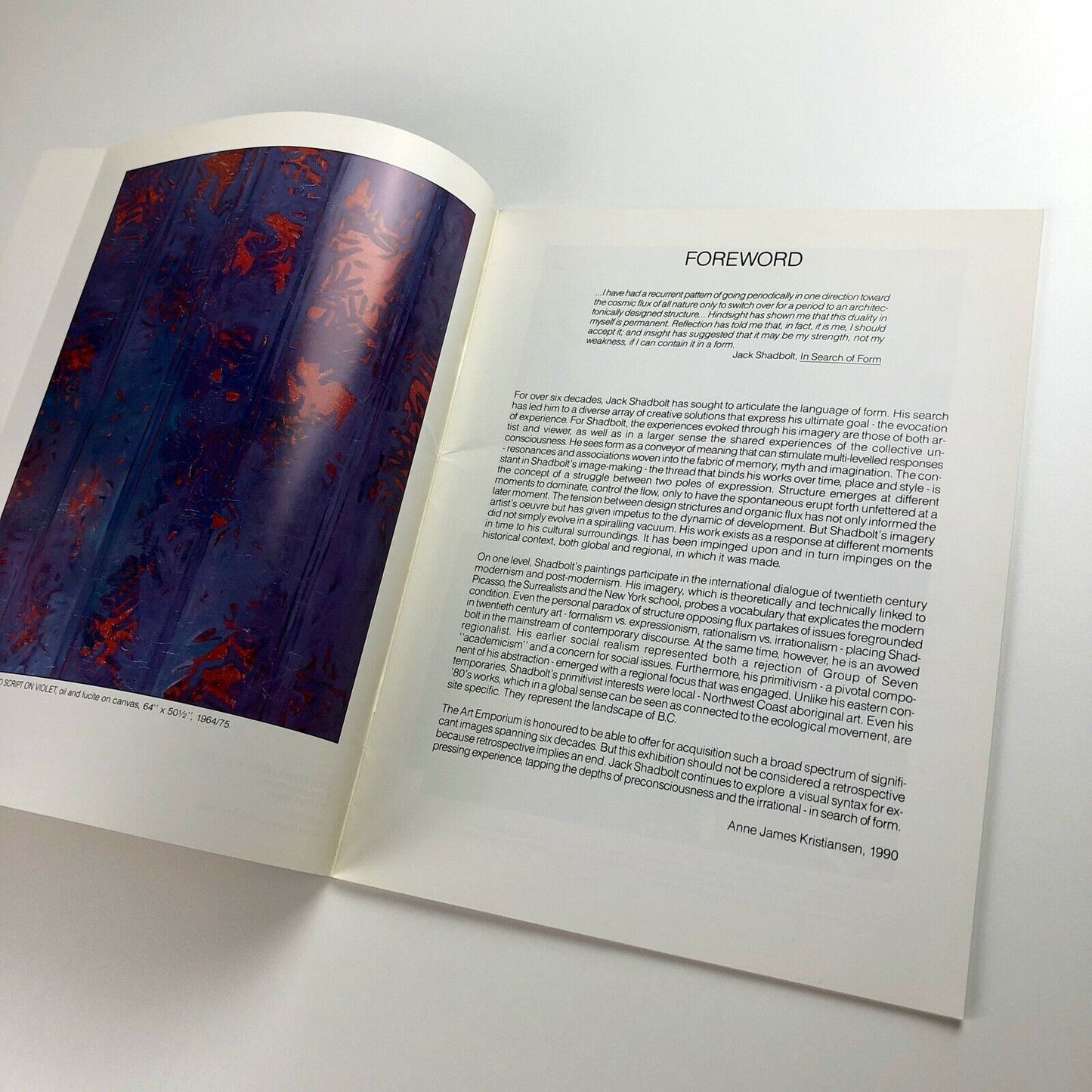 Jack Shadbolt – Six Decades | The Art Emporium Vancouver | 1990 exhibition catalogue booklet