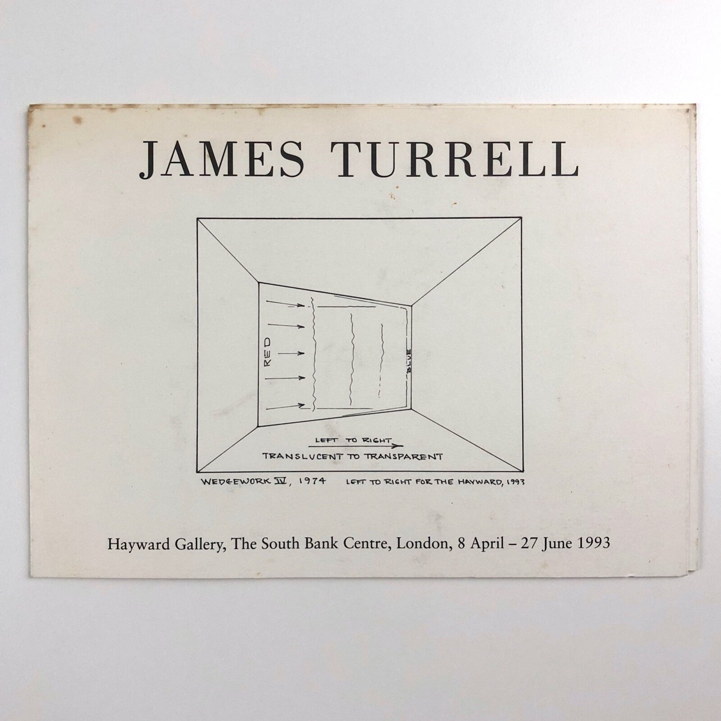 James Turrell | Hayward Gallery, London 1993 | Folded promotional card