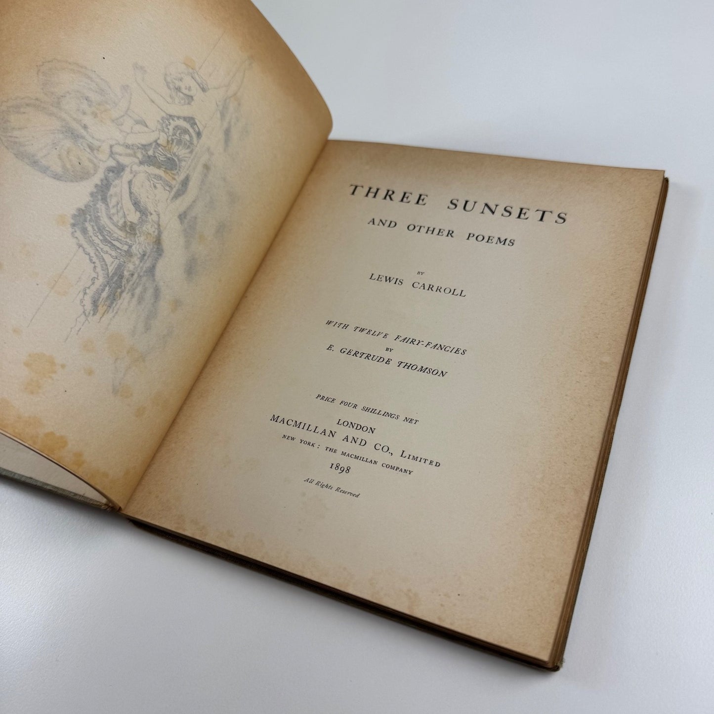 Three Sunsets and Other Poems by Lewis Carroll | Macmillan, 1898 | bookplate and inscription for Nancy Marsh